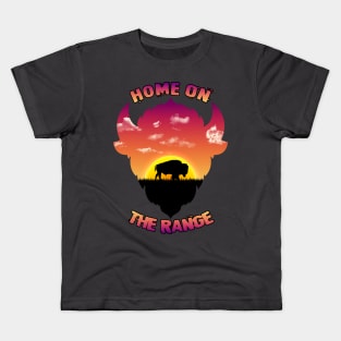 Home On The Range Buffalo Silhouette Kids T-Shirt